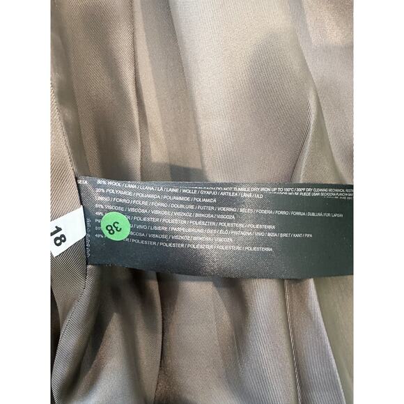 Mango Double Breasted Olive Green Long Wool Coat Small - Picture 5 of 11